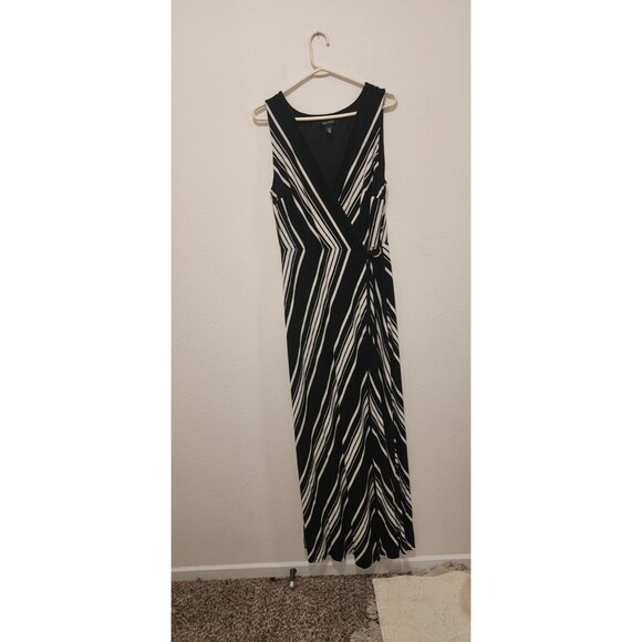 White House Black Market Black & White Maxi Dress Classic  Elegance Sz L - Picture 3 of 7